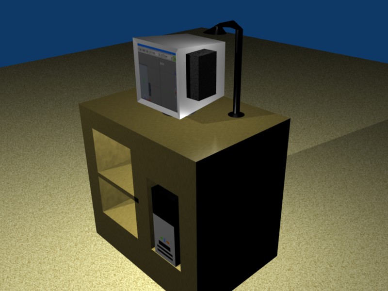 モニターとデスクが写るシンプルなコンピューターデスク